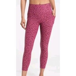 Athleta | Large | Salutation Stash Pocket 7/8 Leggings Pink/Purple Leopard Print